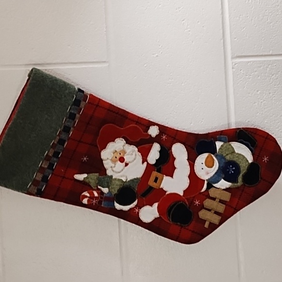 Santa & Snowman Christmas Stocking - Picture 1 of 11